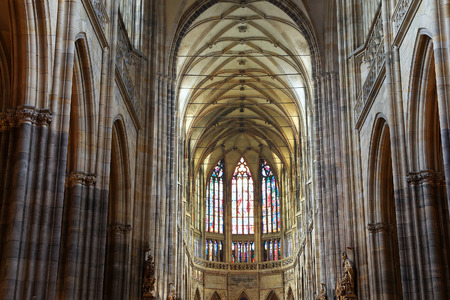 Interior of Saint Vitus Cathedral in Prague, Czech Republicのeditorial素材