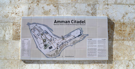 Amman city landmarks-- old roman Citadel Hill (Site plan legend), Jordan