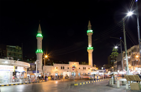 Mosque at night in Amman, Jordanのeditorial素材