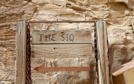 The 1.2km long path (As-Siq)  to the city of Petra, Jordan-- it is a symbol of Jordan, as well as Jordan's most-visited tourist attraction. Petra has been a UNESCO World Heritage Site since 1985のeditorial素材