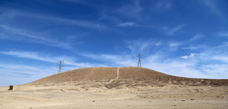 Stone desert with mountains, Jordan, Middle East