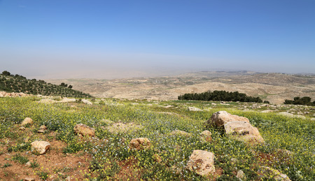 desert mountain landscape, Jordan, Middle Eastの写真素材