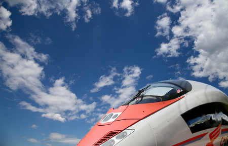 Aeroexpress Train Sapsan against the sky-- high-speed train acquired OAO "Russian Railways" for use on the Russian high-speed railwaysのeditorial素材