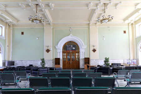 The interior of the Rizhsky railway station (Rizhsky vokzal, Riga station) waiting room-- is one of the nine main railway stations in Moscow, Russia. It was built in 1901のeditorial素材