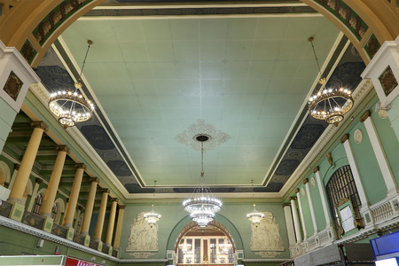 Interior Kiyevskaya railway station  (Kiyevsky railway terminal,  Kievskiy vokzal) -- is one of the nine main railway stations of Moscow, Russiaのeditorial素材