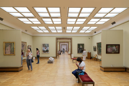 The State Tretyakov Gallery is an art gallery in Moscow, Russia, the foremost depository of Russian fine art in the world. Gallery's history starts in 1856. Hall of artist V.Vasnetsov. Collection - 130,000 exhibitsのeditorial素材