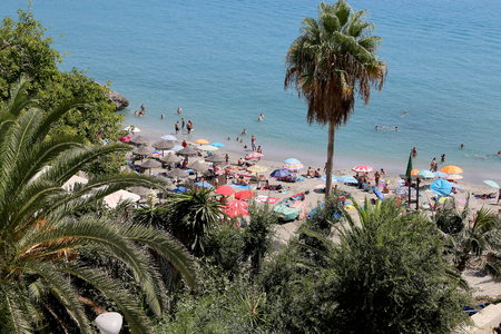 View from Balcon de Europa in Nerja, Spainのeditorial素材