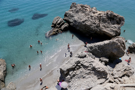 View from Balcon de Europa in Nerja, Spainのeditorial素材