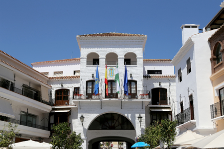 Buildings in Nerja, Andalusia, Spain. It is on the country southern Mediterranean coast, about 50 km east of Malagaのeditorial素材