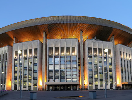  Stadium building (at night) in Moscow,  のeditorial素材