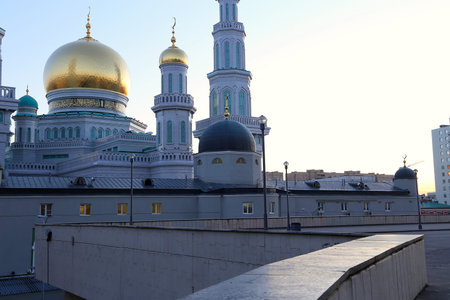 Moscow Cathedral Mosque, Russia -- the main mosque in Moscow, new landmarkの写真素材