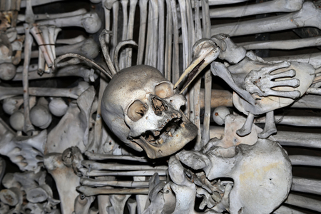 Sedlec Ossuary is a small Roman Catholic chapel, located beneath the Cemetery Church of All Saints in Sedlec, a suburb of Kutna Hora in the Czech Republic.The ossuary is among the most visited tourist attractions of the Czech Republicの写真素材