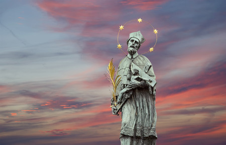 statue on the Charles Bridge in Prague, Czech Republicのeditorial素材