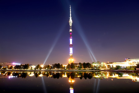 Television (Ostankino) tower at Night , Moscow, Russiaのeditorial素材