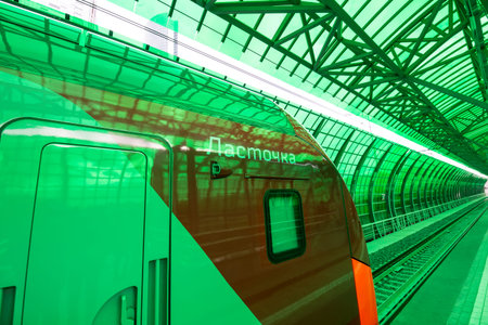 Modern high-speed train Lastochka. Little Ring of the Moscow Railways- MCC,or MK MZD, is a...