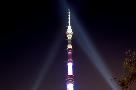 Television (Ostankino) tower at Night , Moscow, Russiaのeditorial素材