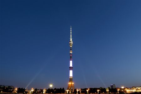 Television (Ostankino) tower at Night, Moscow, Russiaのeditorial素材