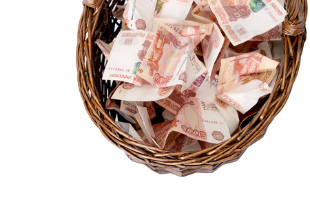 Close-up of russian banknotes (Five Thousand Ruble Notes)の写真素材