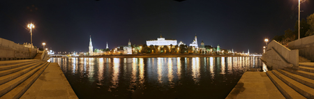 Night panoramic view of the Kremlin, Moscow, Russia--the most popular view of Moscowの写真素材