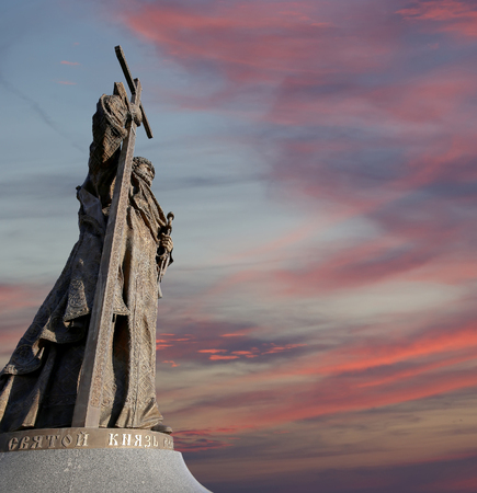 Monument to Holy Prince Vladimir the Great on Borovitskaya Square in Moscow near the Kremlin, Russia.  The opening ceremony took place on November 4, 2016のeditorial素材
