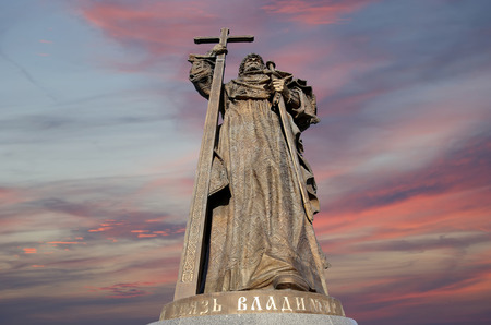 Monument to Holy Prince Vladimir the Great on Borovitskaya Square in Moscow near the Kremlin, Russia.  The opening ceremony took place on November 4, 2016のeditorial素材