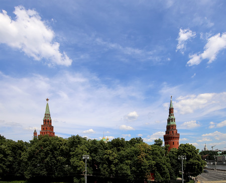 View of Moscow Kremlin on a sunny day, Russia-- Moscow architecture and landmark, Moscow cityscape  の写真素材