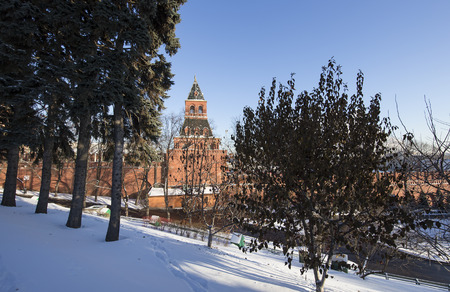 Inside of Moscow Kremlin on a sunny winter day, Russiaの写真素材