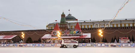 Christmas (New Year holidays) decoration, Red Square in Moscow, Russia.のeditorial素材