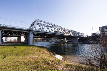 Railway bridge over the Moscow River.Russia    