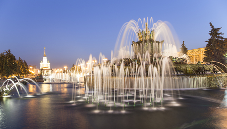 Fountain Stone Flower at VDNKh in Moscow. VDNKh (called also All-Russian Exhibition Center) is a permanent general-purpose trade show in Moscow, Russiaのeditorial素材