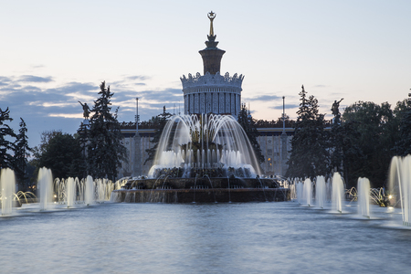 Fountain Stone Flower at VDNKh in Moscow. VDNKh (called also All-Russian Exhibition Center) is a permanent general-purpose trade show in Moscow, Russiaのeditorial素材