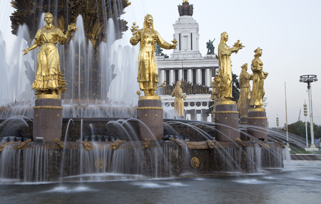 Fountain Friendship of Nations(1951-54, The project of the fountain by architects K. Topuridze and G. Konstantinovsky) -- VDNKH (All-Russia Exhibition Centre), Moscow, Russiaのeditorial素材