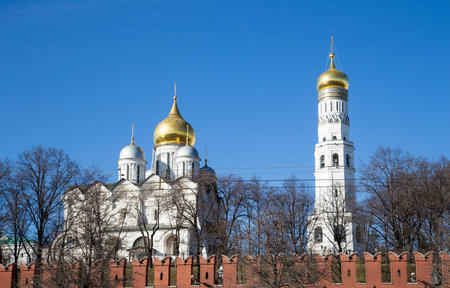 View of Moscow Kremlin on a sunny day, Russia-- Moscow architecture and landmark, Moscow cityscapeのeditorial素材