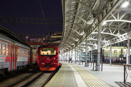 Aeroexpress Train at the Belorussky railway station. Moscow, Russia -- high-speed train acquired OAO...