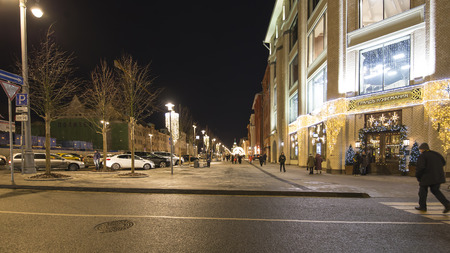 Christmas (New Year holidays) decoration Lubyanskaya (Lubyanka) Square in the evening, Moscow, Russia  のeditorial素材
