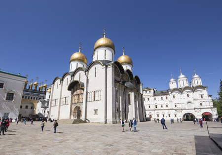 Inside of Moscow Kremlin, Russia (day).  Assumption Cathedral (Cathedral of the Dormition, Uspensky sobor)のeditorial素材