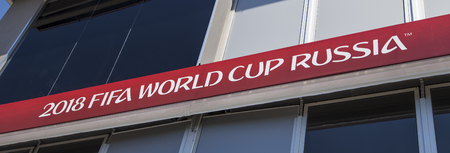 Logo of the 2018 FIFA World Cup in Russia, Moscowのeditorial素材