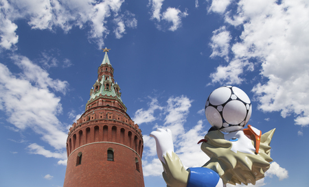 Official mascot of the 2018 FIFA World Cup in Russia-- wolf Zabivaka. Moscowのeditorial素材