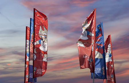 Welcome flags in honour of the 2018 FIFA World Cup in Russiaのeditorial素材