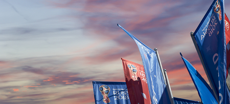 Welcome flags in honour of the 2018 FIFA World Cup in Russiaのeditorial素材