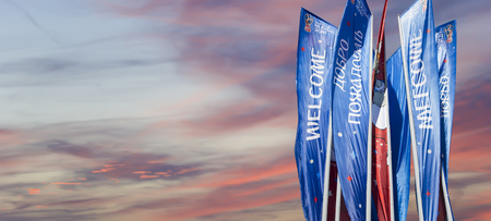 Welcome flags in honour of the 2018 FIFA World Cup in Russiaのeditorial素材