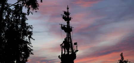 Piter the Thirst Monument, Moskow, Russia (at night)のeditorial素材