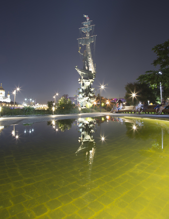 Piter the Thirst Monument, Moskow, Russia (at night)のeditorial素材