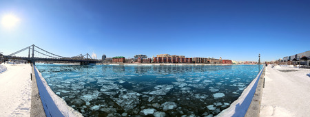 Moskow (Moskva) River embankment, Russia (winter day, panorama)の写真素材