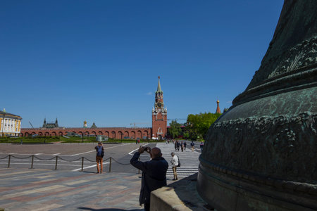 Tsar Bell (also known as the Tsarsky Kolokol, Tsar Kolokol, or Royal Bell). Inside of Moscow...