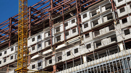 Multi-storey building under construction (new residential complex), Moscow, Russia