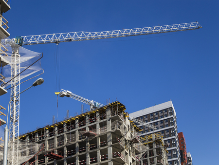 Multi-storey building under construction (new residential complex), Moscow, Russiaの写真素材
