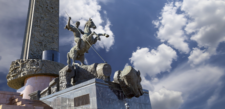 Monument to Saint George slaying a dragon on Poklonnaya hill in Victory Park, Moscow, Russiaのeditorial素材