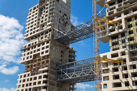 View of construction site, Industrial image. Moscow, Russia