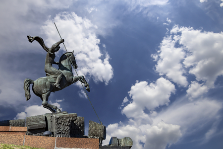 Monument to Saint George slaying a dragon on Poklonnaya hill in Victory Park, Moscow, Russiaのeditorial素材